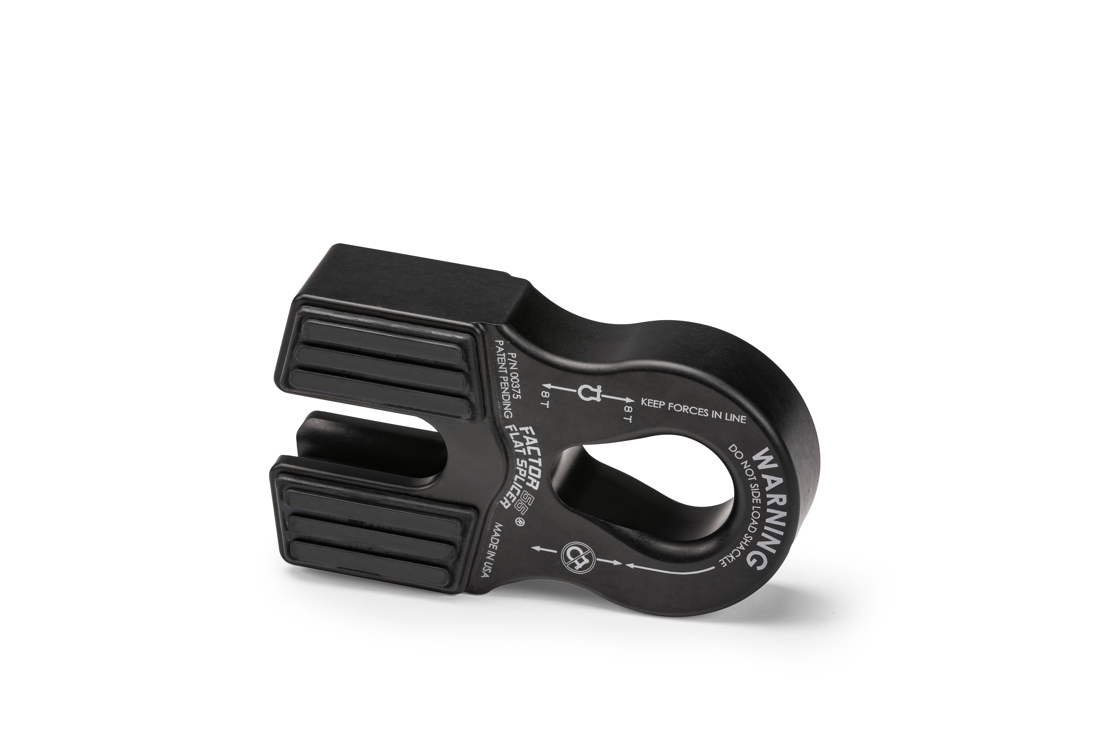 Factor 55 FLAT SPLICER 3/8-1/2" SYNTHETIC ROPE SPLICE-ON SHACKLE MOUNT -- BLACK 00375-04