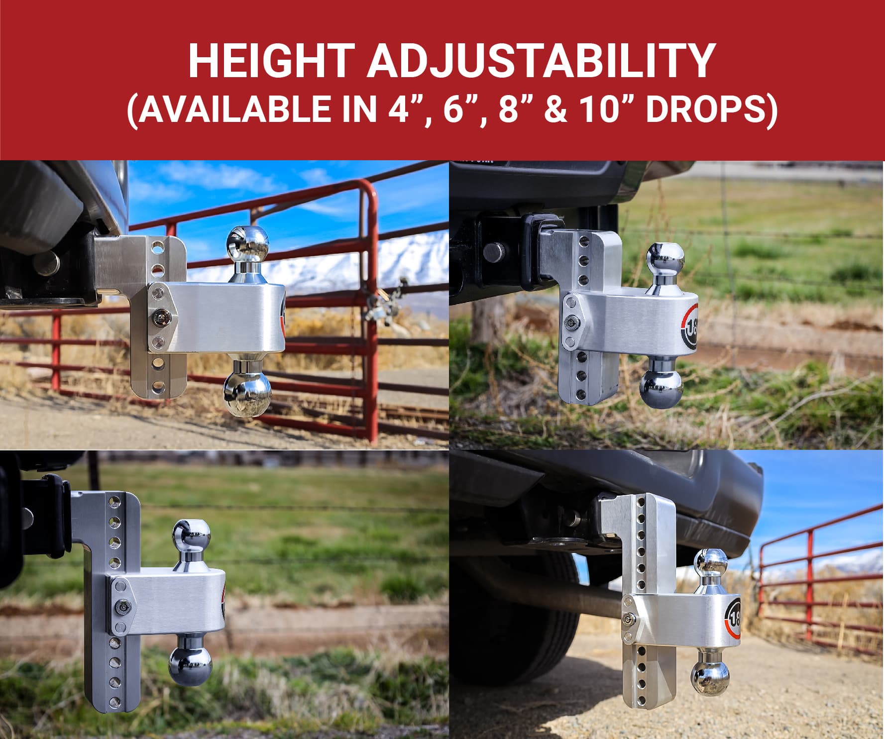 Weigh Safe 180 Hitch - Drop Hitch w/Chrome Steel Combo Ball - 10" Drop for 2.5" Shank CTB10-2.5