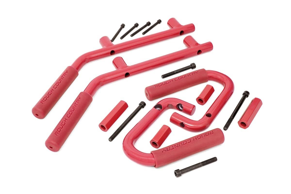 Red Front and Rear Grab Handles for 2007–2017 Jeep Wrangler