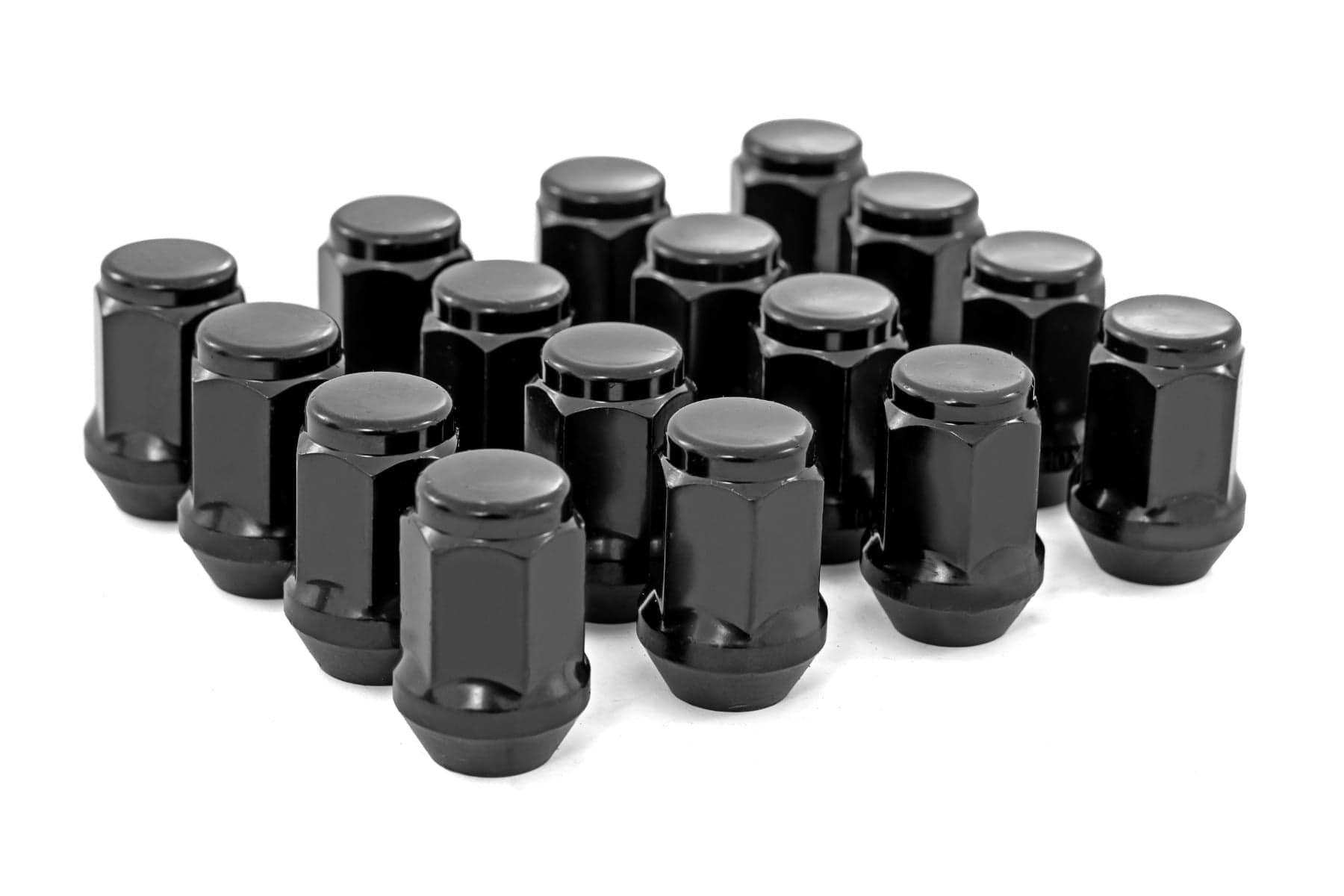 Bulge Acorn Lug Nut Set, M10x1.25 Thread — Black
