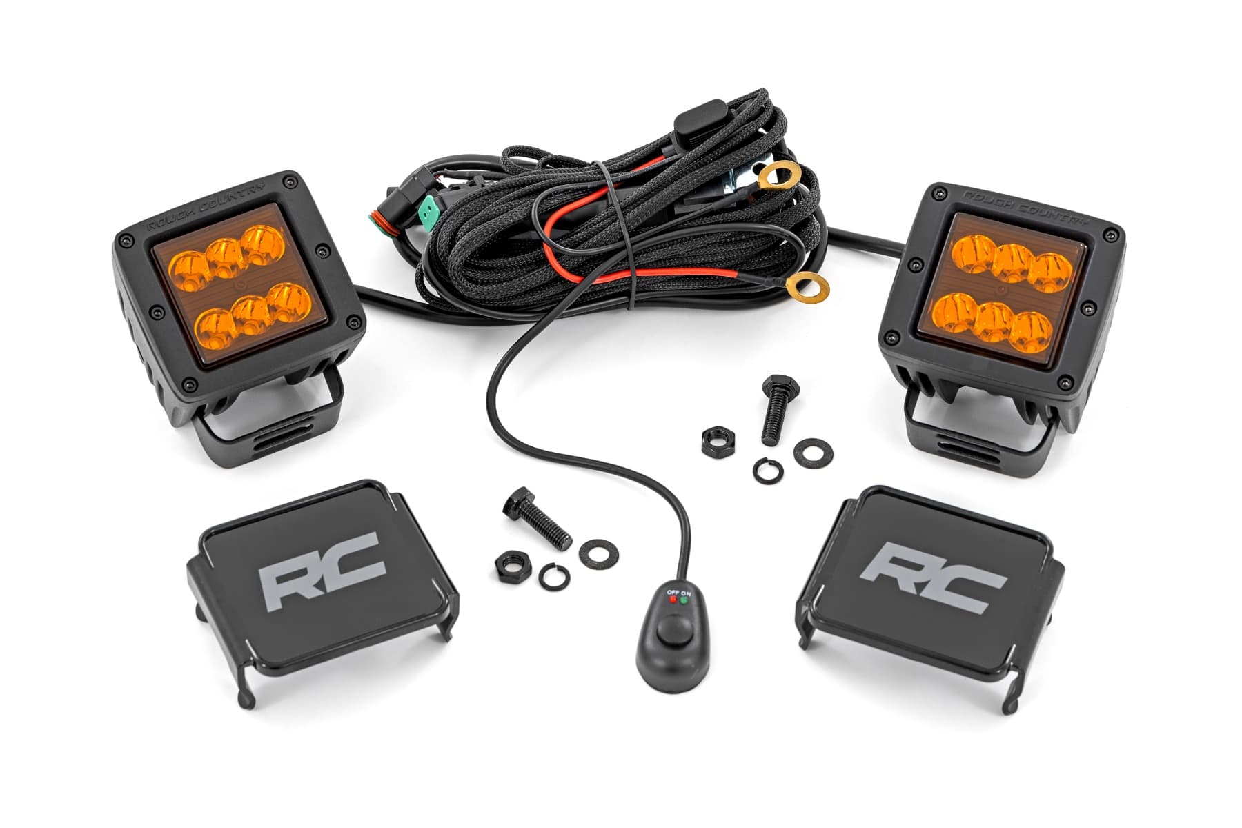 2-Inch Amber-Lens LED Light Pods, 30-Degree Spot Beam