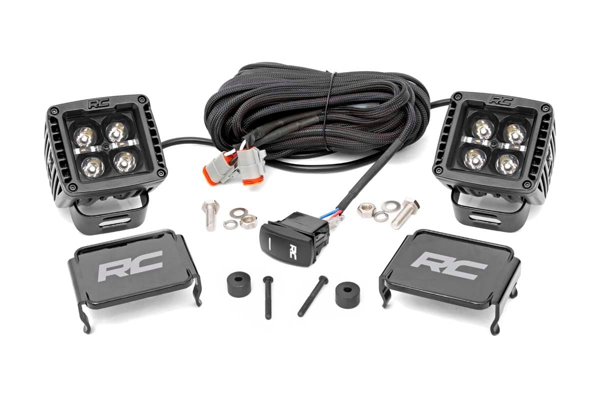 Rough Country pod & cube light for Jeep Wrangler (2018–2026)