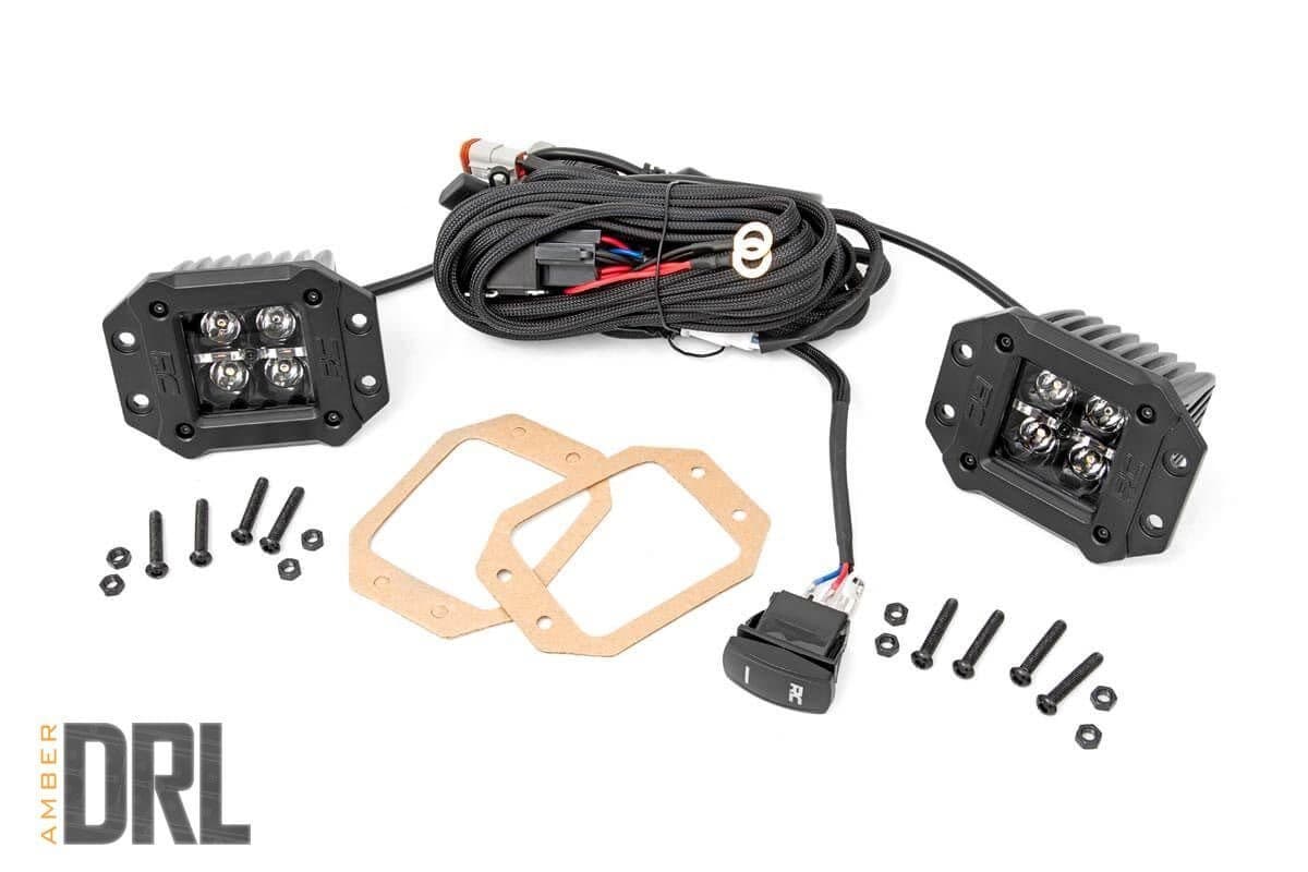 2-Inch Black Series LED Light Pods with Amber DRL