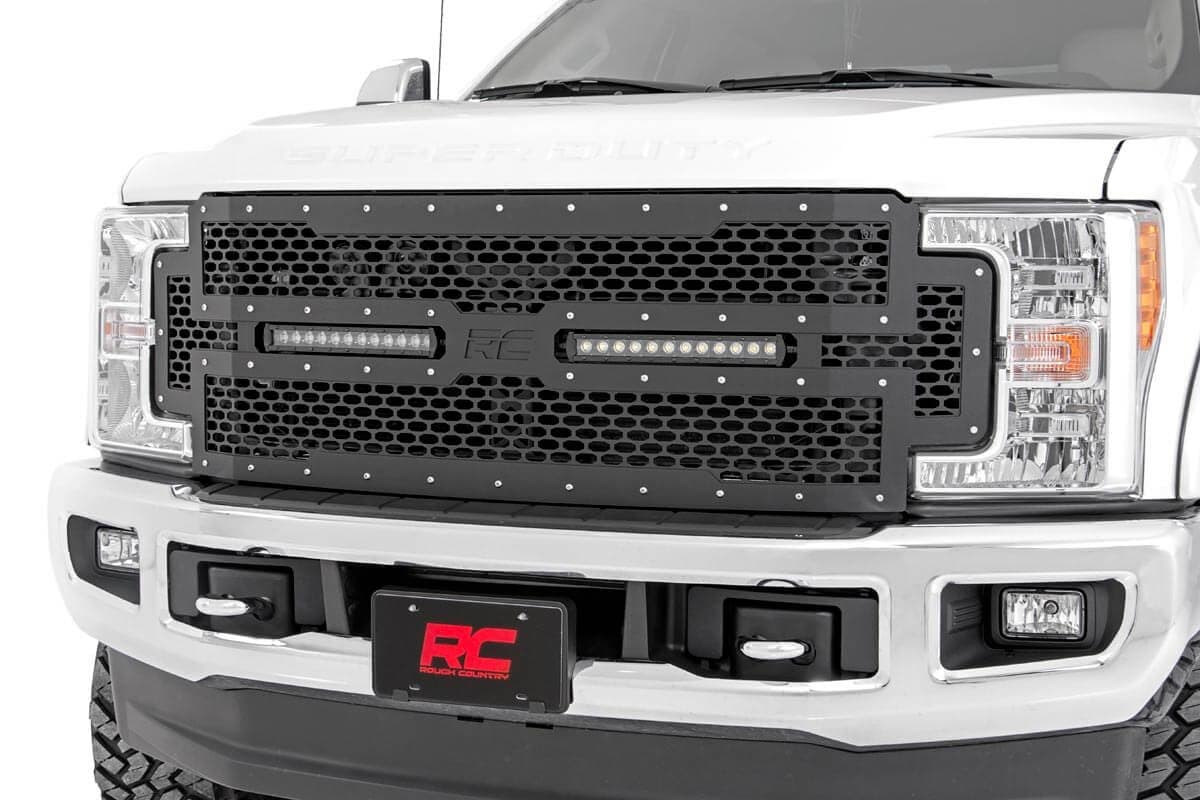 Mesh Grille with Dual 12-Inch LED Bars for Ford Super Duty