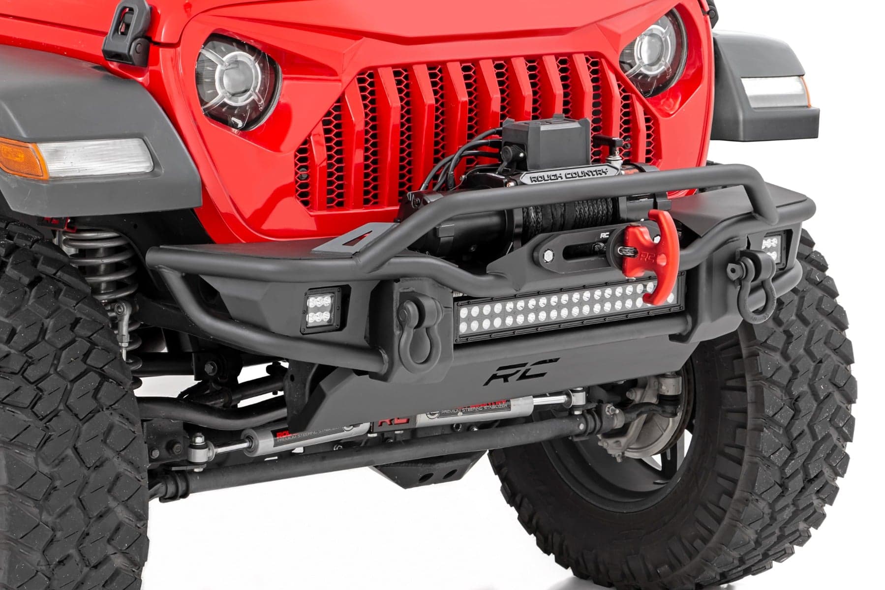 Tubular Front Winch Bumper with 20-Inch LED Light Bar