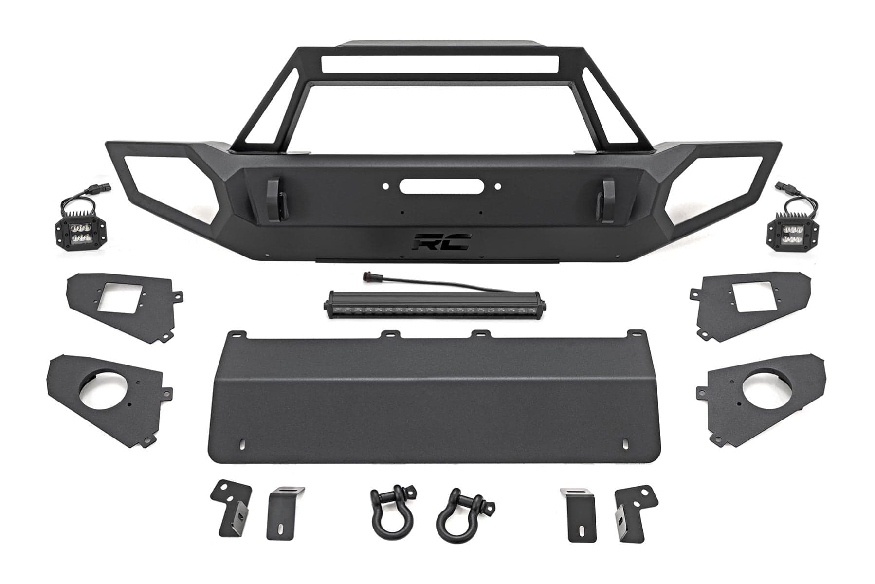 Full-Width Front Winch Bumper with 20-Inch LED Light Bar
