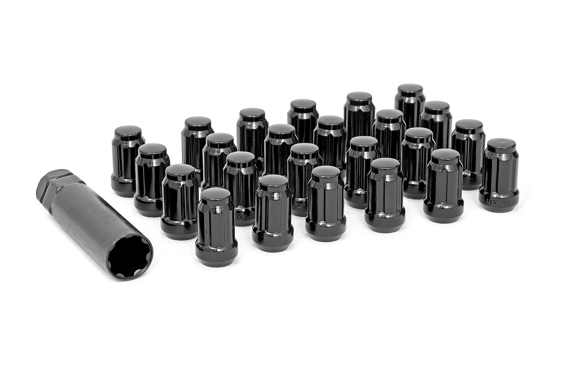 M12x1.25 Bulge Acorn Lug Nut Set, Black Finish