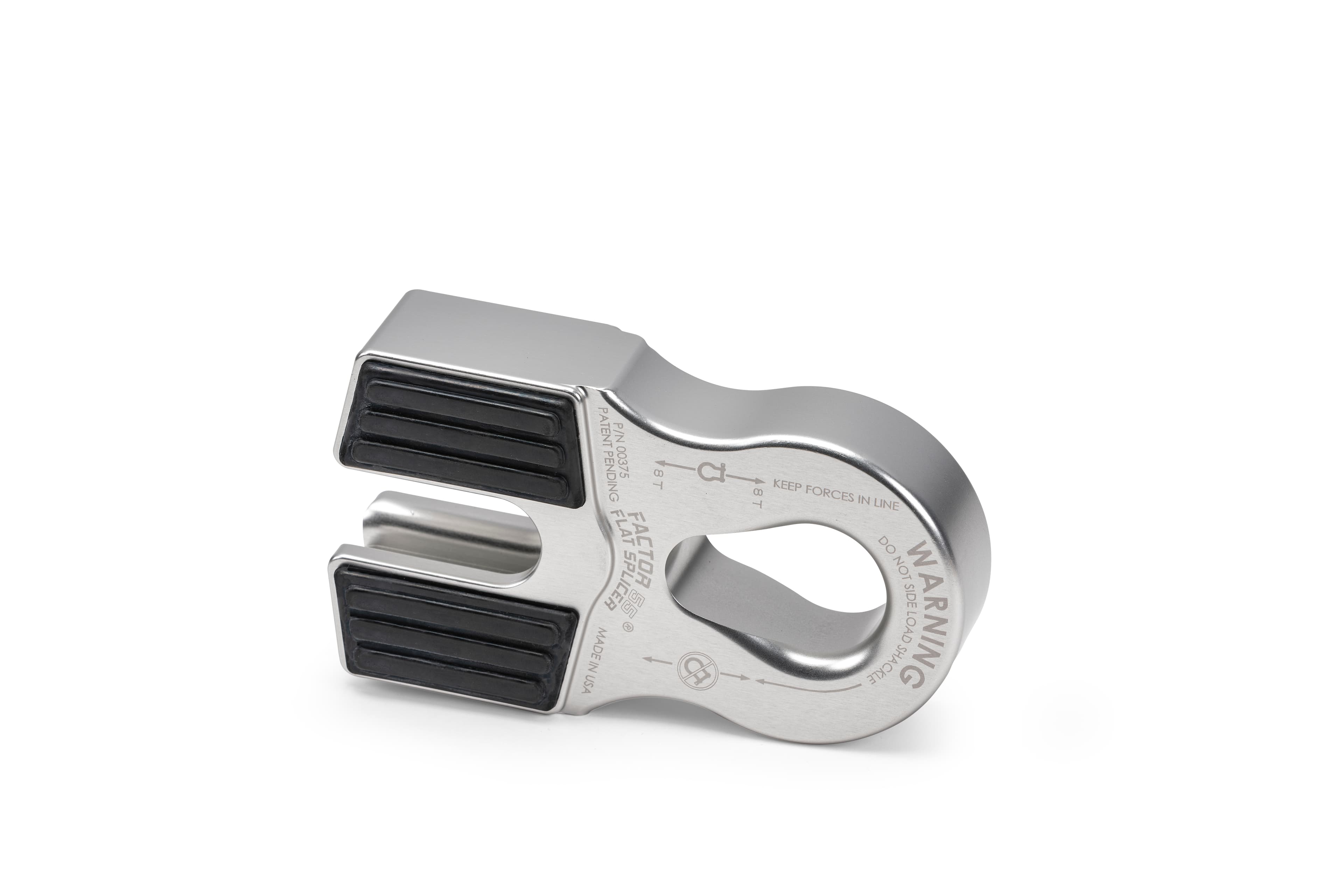 Factor 55 FLAT SPLICER 3/8-1/2" SYNTHETIC ROPE SPLICE-ON SHACKLE MOUNT -- SILVER 00375-05
