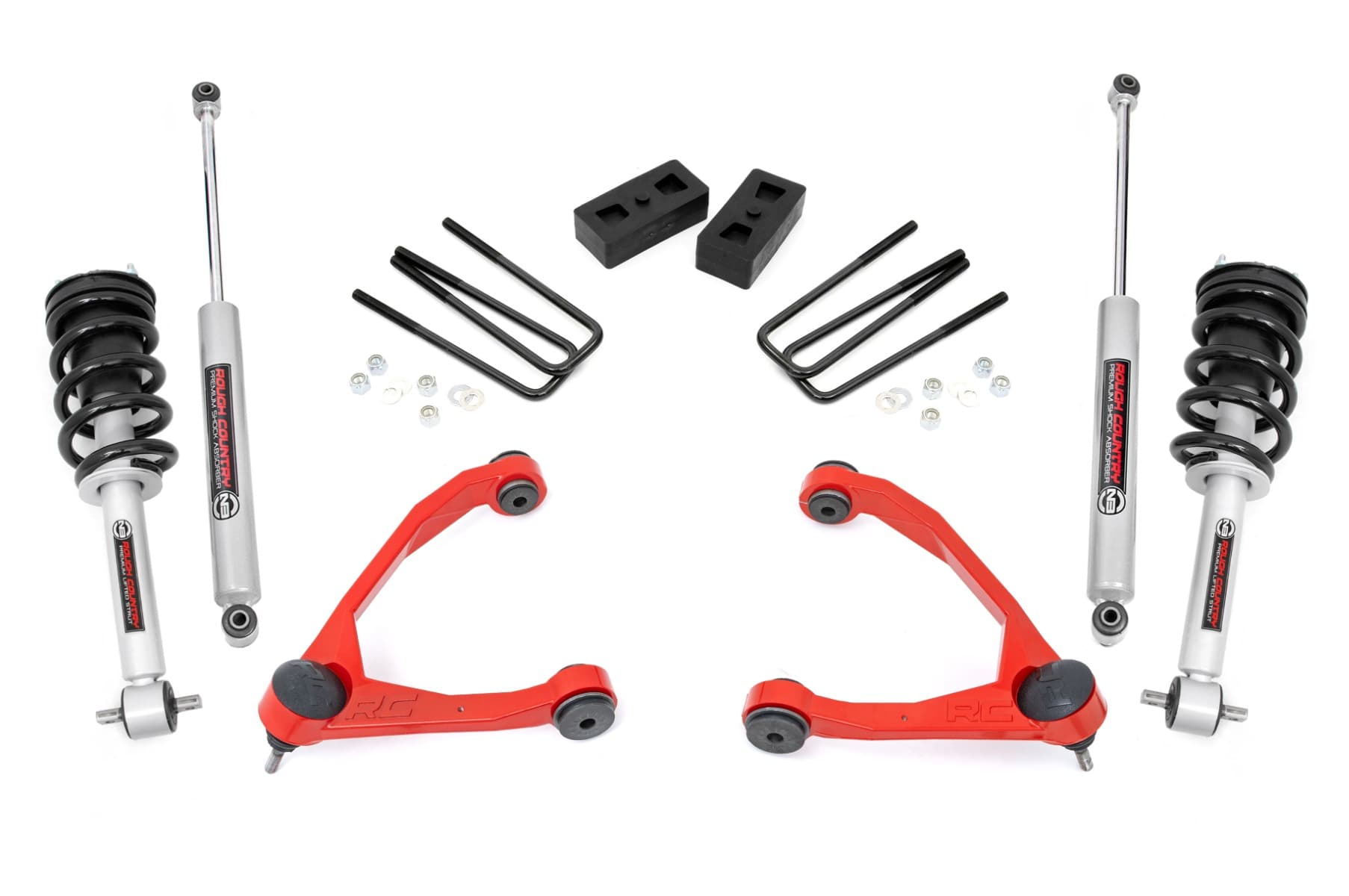 3.5-Inch Lift Kit with N3 Shocks for Silverado/Sierra 1500 2WD — Red