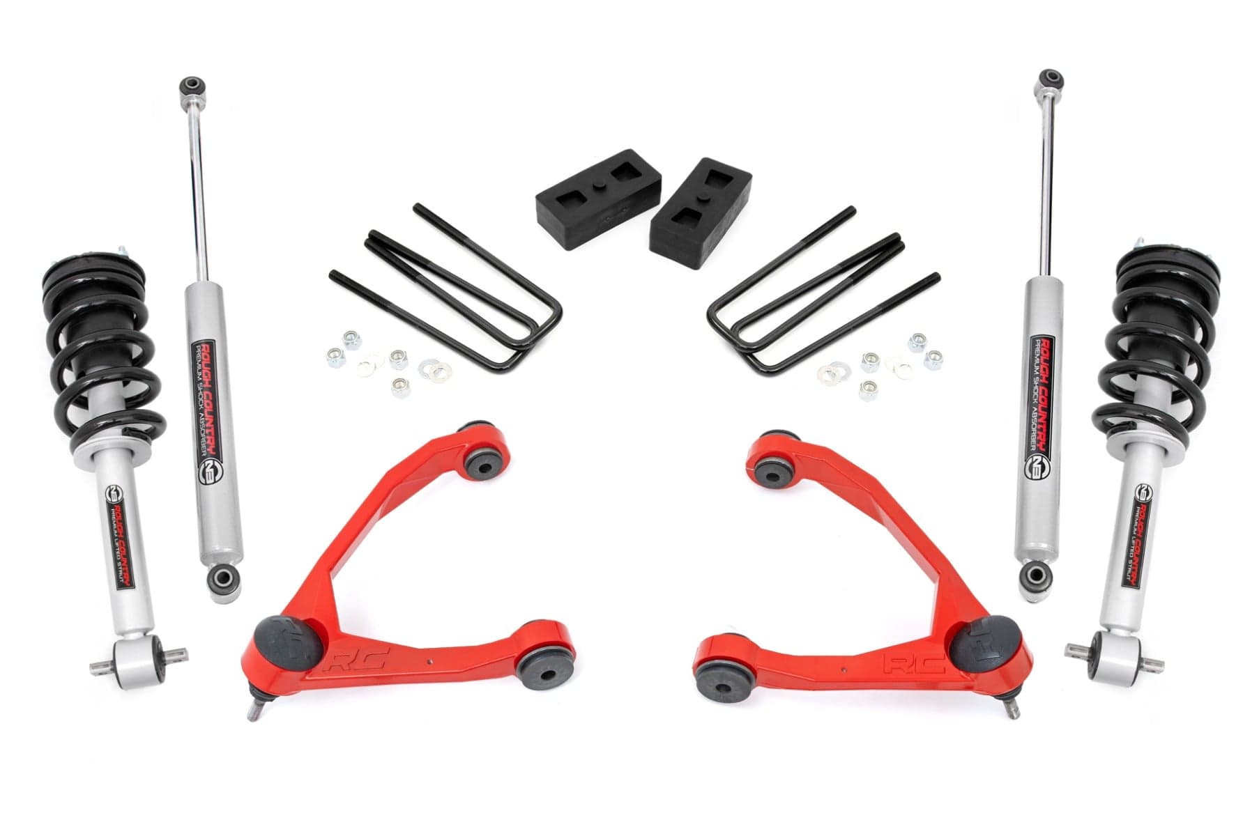 3.5-Inch N3 Lift Kit with Red Control Arms for Sierra 1500 2WD