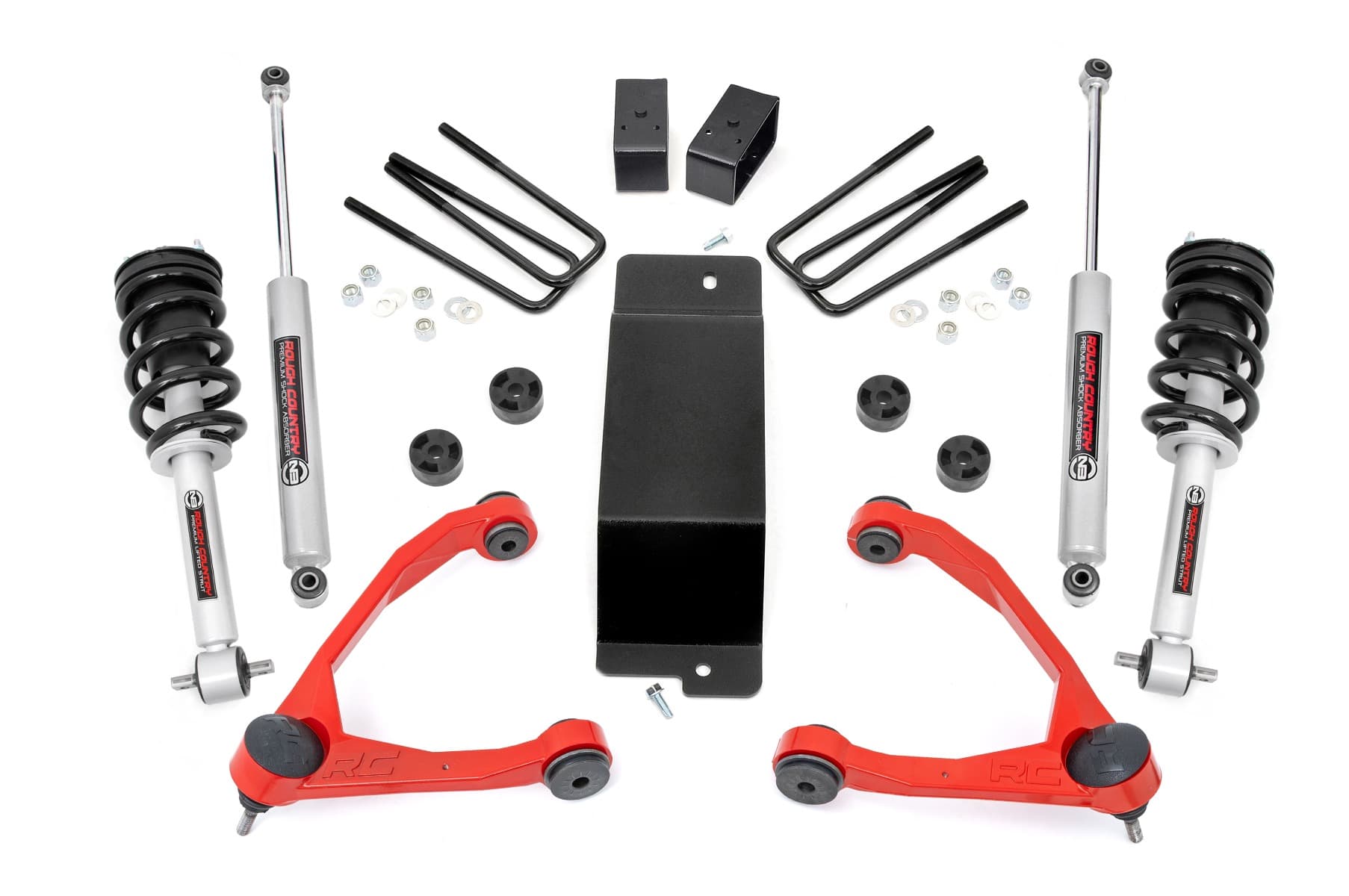 3.5-Inch Strut Lift Kit with Red Control Arms for Sierra 1500 4WD