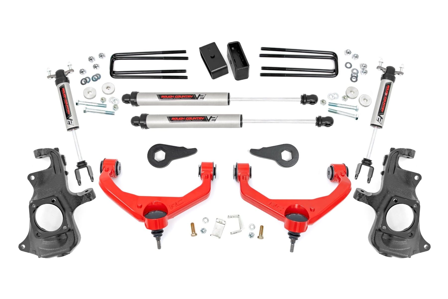 3.5-Inch Lift Kit with V2 Shocks for Silverado/Sierra HD (2011-2019) — Red