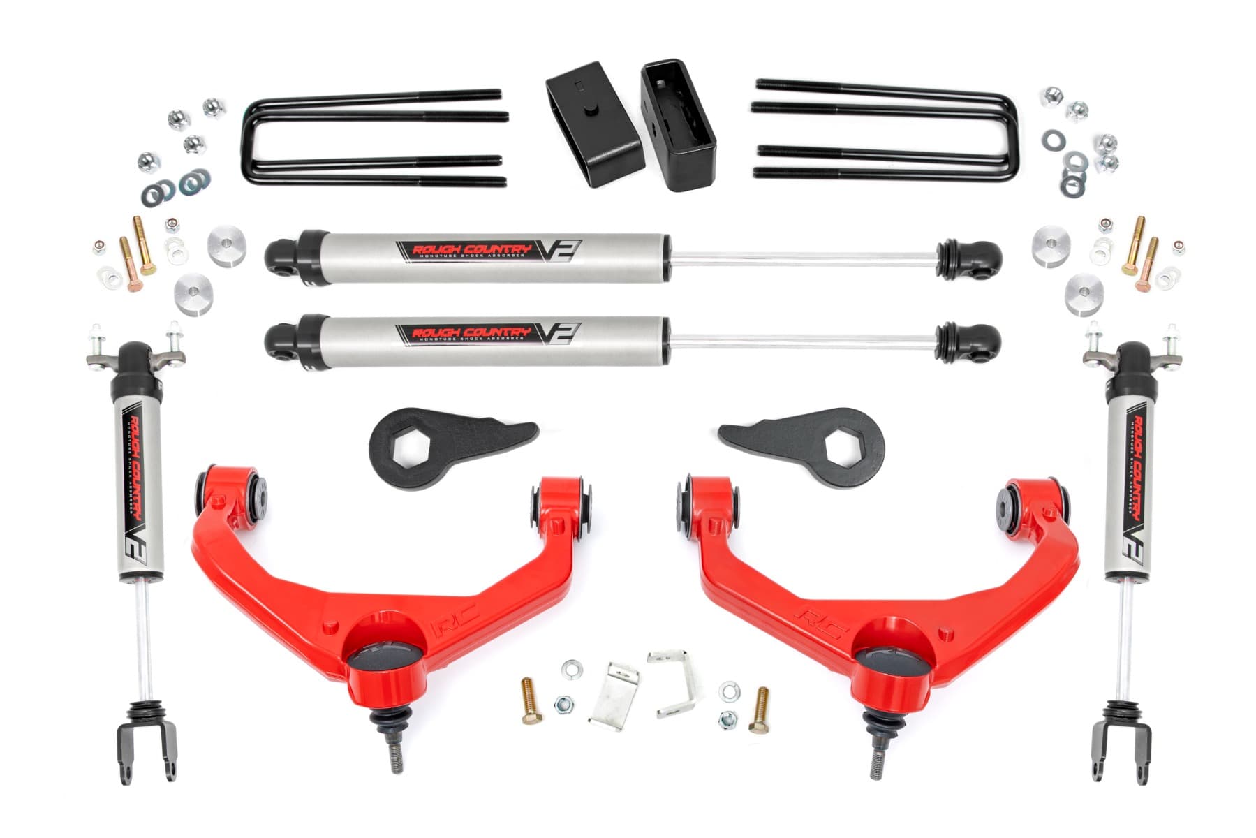3.5-Inch Lift Kit with V2 Shocks for Silverado/Sierra HD (2011–2019) — Part 95970RED