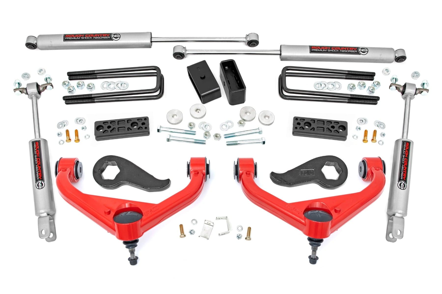 3-Inch Lift Kit with Red Forged Control Arms for GM 2500/3500 HD