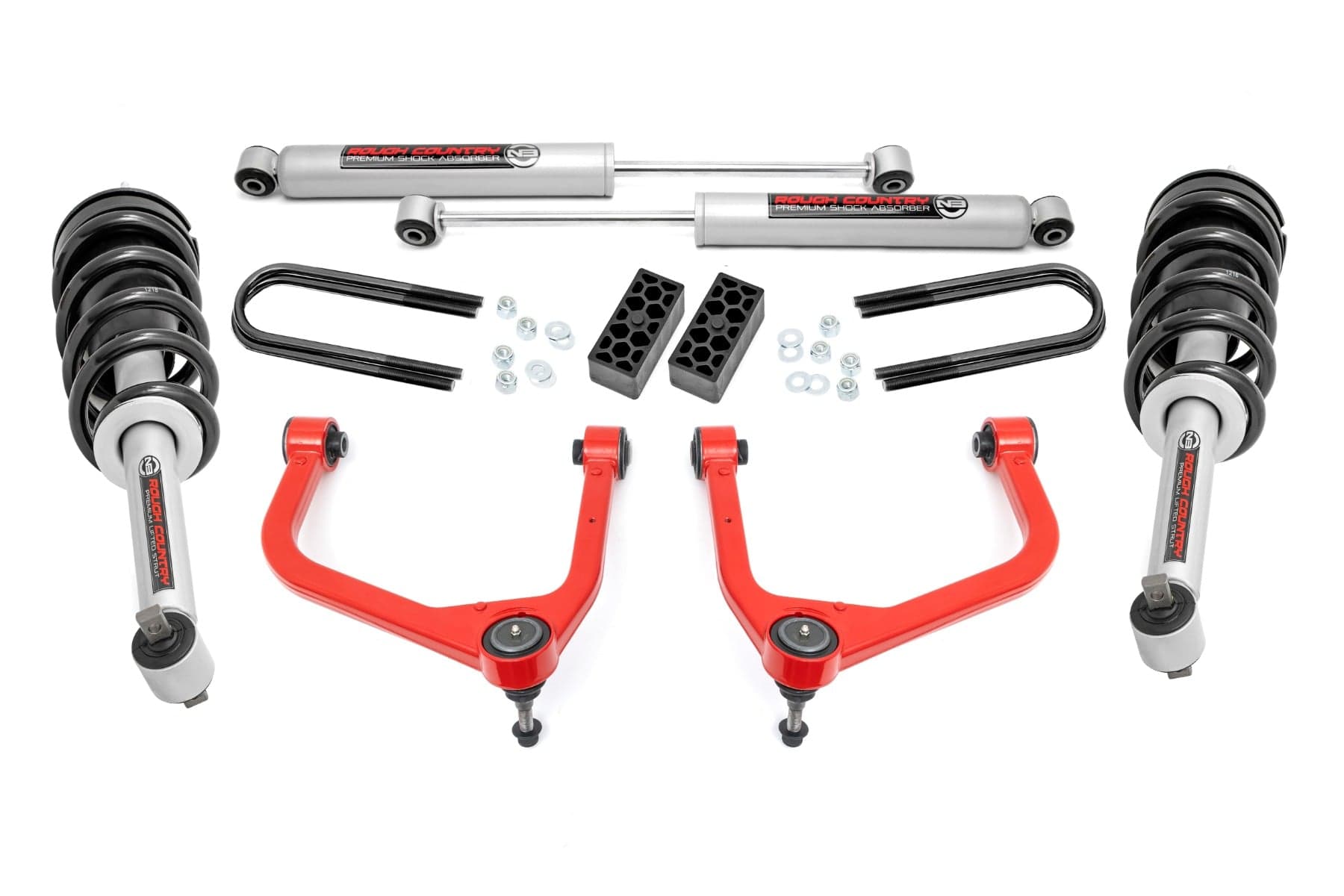 3.5-Inch Lift Kit with N3 Shocks and Red Arms for Silverado 1500