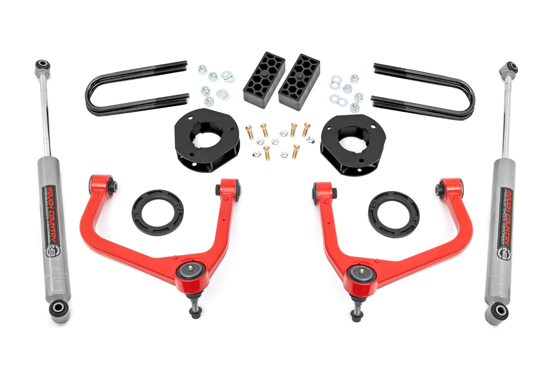 3.5-Inch Red Control Arm Lift Kit with N3 Shocks for Silverado