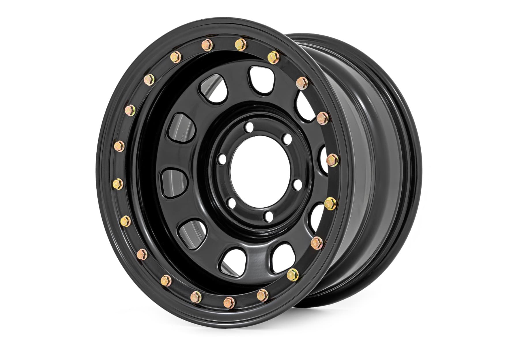 Simulated Beadlock Steel Wheel in Black, 10-Slot D-Window