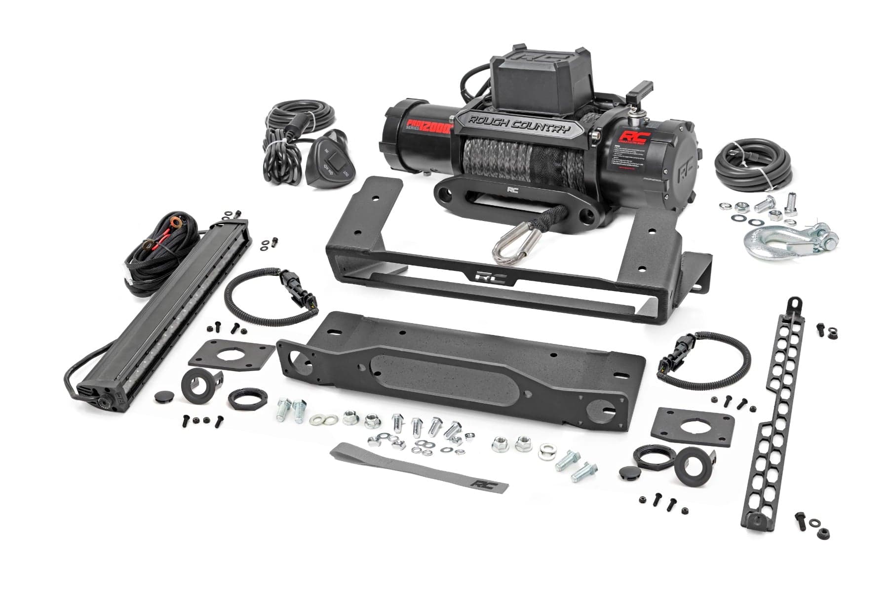 High Winch Mount, 12000-Lb Winch and Light Bar for Bronco 4WD