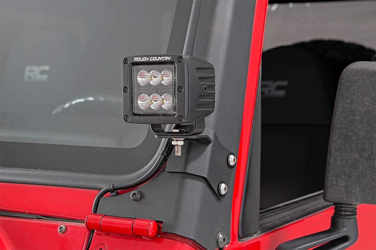 Lower Windshield LED Light Mounts for Jeep Wrangler 4WD