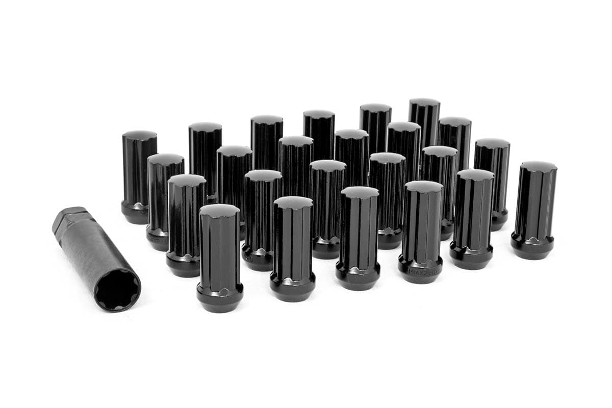 M12x1.5 Bulge Acorn Lug Nut Set, Black Finish